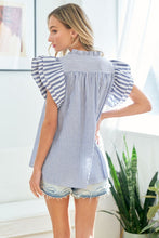 Load image into Gallery viewer, Striped Flutter Sleeve Blouse
