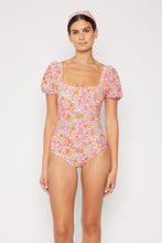 Load image into Gallery viewer, Floral Puff Sleeve One-Piece Swimsuit
