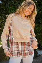 Load image into Gallery viewer, Double Layered Plaid Contrast Sweatshirt
