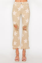 Load image into Gallery viewer, RISEN High Rise Star Printed Frayed Hem Jeans
