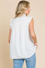 Load image into Gallery viewer, Frill Edge Smocked Sleeveless Top
