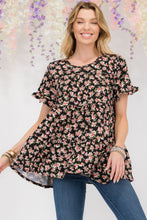 Load image into Gallery viewer, Floral Ruffled Short Sleeve Blouse
