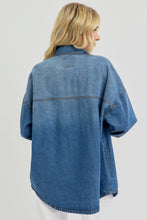 Load image into Gallery viewer, RISEN Snap Down Long Sleeve Denim Shacket

