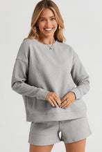 Load image into Gallery viewer, Texture Long Sleeve Top and Drawstring Shorts Set
