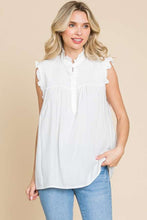 Load image into Gallery viewer, Frill Edge Smocked Sleeveless Top
