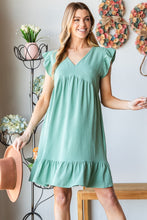 Load image into Gallery viewer, Short Sleeve V Neck Ruffled Hem Dress
