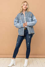 Load image into Gallery viewer, Paisley Print Quilted Sleeves Denim Jacket
