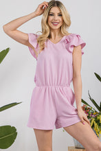 Load image into Gallery viewer, V-Neck Ruffled Ribbed Romper
