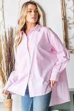 Load image into Gallery viewer, Striped Button Down High-Low Hem Shirt
