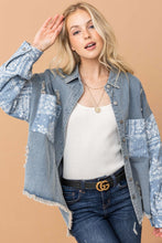 Load image into Gallery viewer, Paisley Print Quilted Sleeves Denim Jacket
