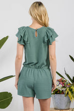 Load image into Gallery viewer, V-Neck Ruffled Ribbed Romper
