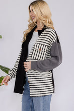 Load image into Gallery viewer, Striped Button Up Dropped Shoulder Shacket
