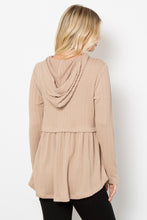 Load image into Gallery viewer, Long Sleeve Peplum Cable Knit Hoodie
