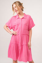 Load image into Gallery viewer, Raw Edge Washed Tiered Shirt Dress
