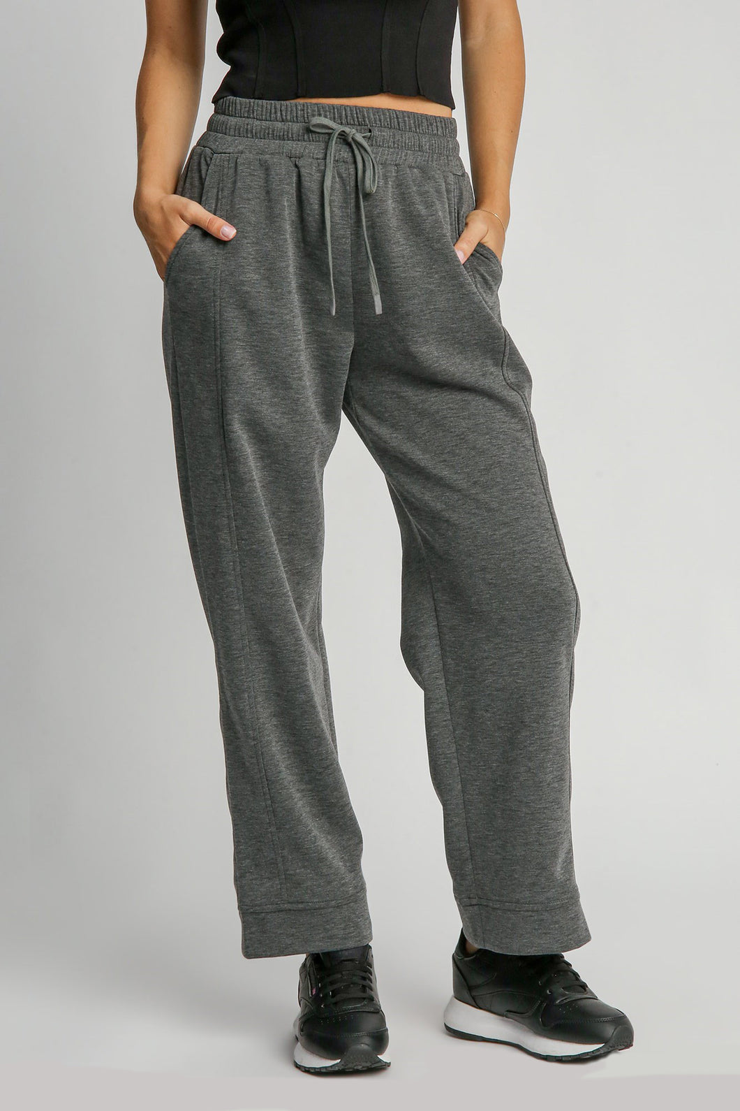 Drawstring Wide Leg Pants with Pockets