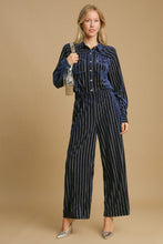 Load image into Gallery viewer, Elastic Waist Striped Wide Leg Velvet Pants
