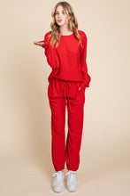 Load image into Gallery viewer, Crinkle Check Round Neck Top and Pants Lounge Set
