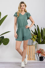 Load image into Gallery viewer, V-Neck Ruffled Ribbed Romper
