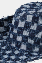 Load image into Gallery viewer, Checkered Fringe Denim Cowboy Hat
