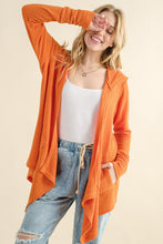 Load image into Gallery viewer, Thermal Hooded Open Front Cardigan with Pockets
