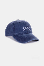 Load image into Gallery viewer, Bow Embroidered Washed Cotton Caps
