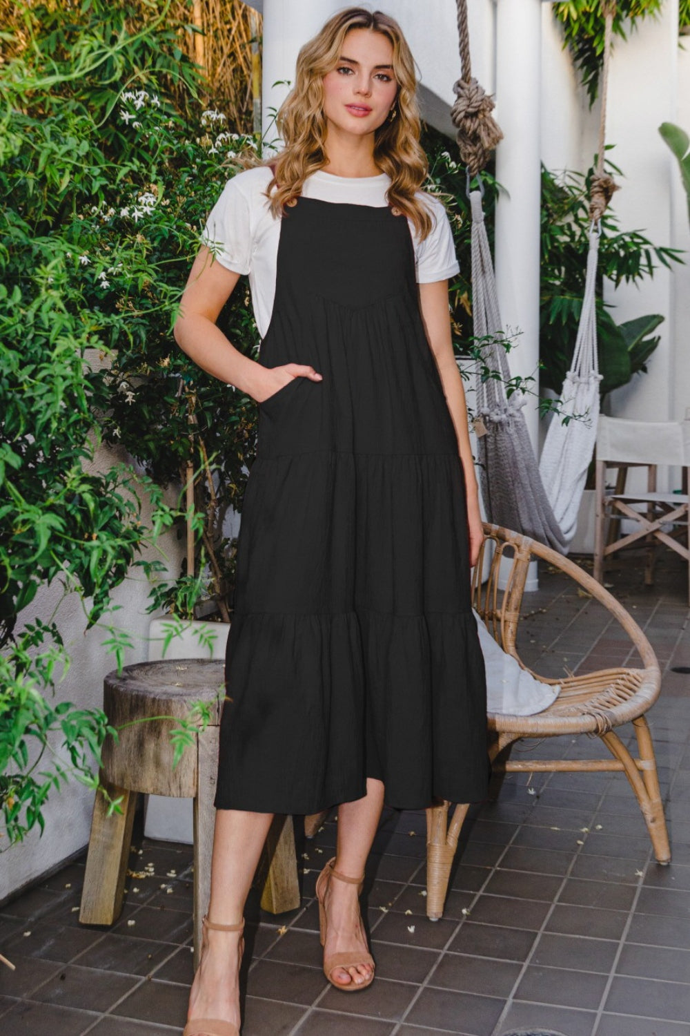 Sleeveless Tiered Midi Dress