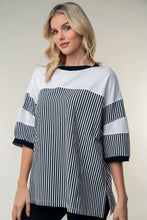 Load image into Gallery viewer, Striped Contrast Round Neck Top
