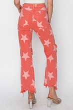 Load image into Gallery viewer, RISEN Distressed Raw Hem Star Pattern Jeans
