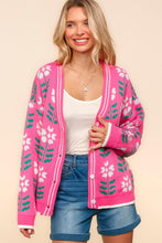 Load image into Gallery viewer, Floral Jacquard V-Neck Button Up Cardigan

