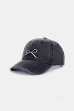 Load image into Gallery viewer, Bow Embroidered Washed Cotton Caps
