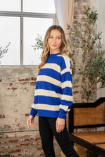 Load image into Gallery viewer, Contrast Striped Round Neck Sweater
