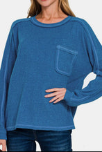 Load image into Gallery viewer, Contrast Stitching Brushed Ribbed Hacci Knit Top Plus Size
