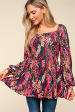 Load image into Gallery viewer, Peplum Floral Square Neck Blouse
