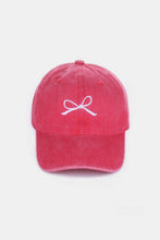 Load image into Gallery viewer, Bow Embroidered Washed Cotton Caps
