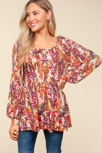 Load image into Gallery viewer, Peplum Floral Square Neck Blouse
