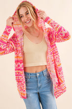 Load image into Gallery viewer, Printed Thermal Hooded Open Front Cardigan
