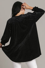 Load image into Gallery viewer, Beaded Frill Flounce Sleeve Velvet Babydoll Blouse
