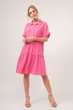 Load image into Gallery viewer, Raw Edge Washed Tiered Shirt Dress
