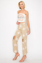 Load image into Gallery viewer, RISEN High Rise Star Printed Frayed Hem Jeans
