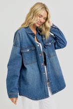 Load image into Gallery viewer, RISEN Snap Down Long Sleeve Denim Shacket
