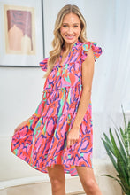 Load image into Gallery viewer, Printed Ruffle Cap Sleeve Tiered Dress
