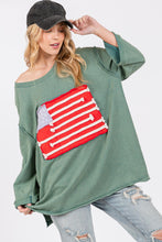 Load image into Gallery viewer, American Flag Patch Drop Shoulder T-Shirt
