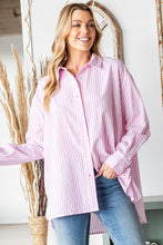 Load image into Gallery viewer, Striped Button Down High-Low Hem Shirt
