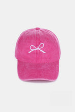 Load image into Gallery viewer, Bow Embroidered Washed Cotton Caps
