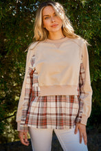 Load image into Gallery viewer, Double Layered Plaid Contrast Sweatshirt
