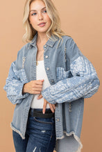 Load image into Gallery viewer, Paisley Print Quilted Sleeves Denim Jacket
