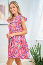 Load image into Gallery viewer, Printed Ruffle Cap Sleeve Tiered Dress
