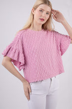 Load image into Gallery viewer, Texture Ruffle Short Sleeve Top
