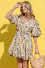 Load image into Gallery viewer, Floral Surplice Puff Sleeve Dress
