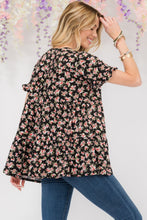 Load image into Gallery viewer, Floral Ruffled Short Sleeve Blouse
